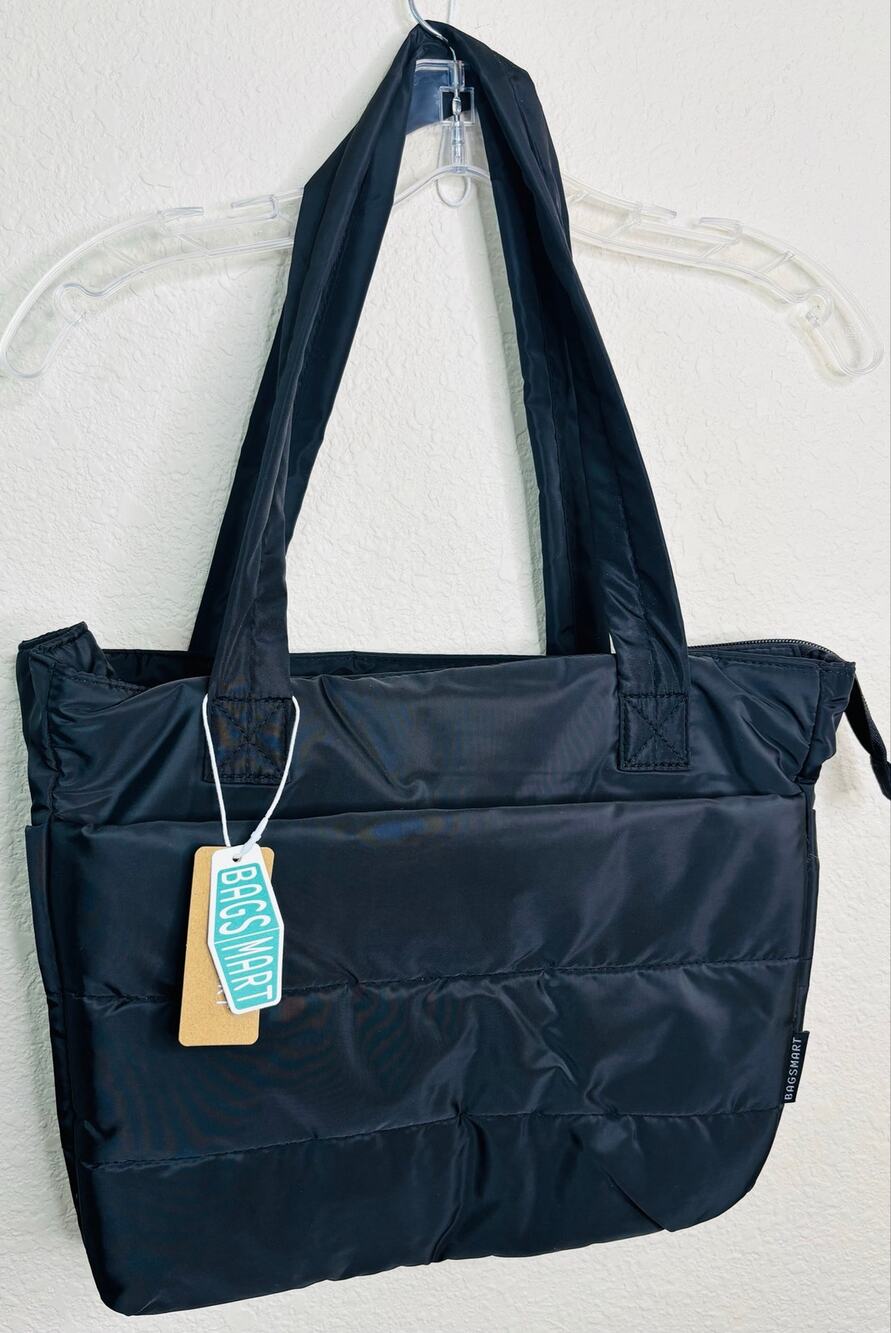 Bagsmart Black 2L Quilted Puffy Tote NWT Shoulder Bag